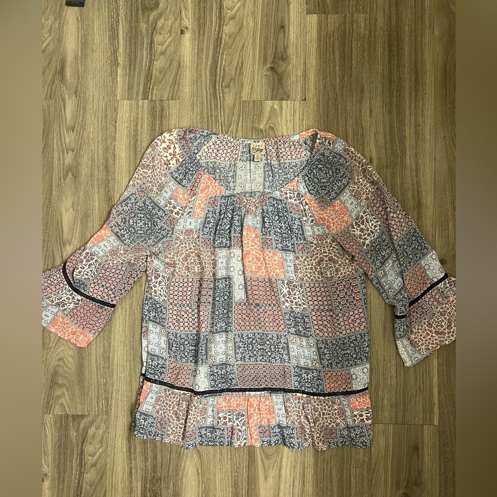 Como Vintage Floral Lightweight Breathable Boho Cottage Core Top, Size XXL